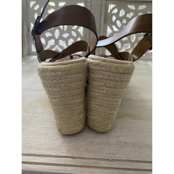 Vintage Y2K FASHION BUG JANIS WOMENS BROWN WEDGE SANDAL ESPADRILLE 8.5 WORN ONCE - Picture 3 of 7